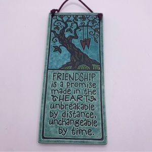 Macone Clay Ceramic “Friendship” Wall Hanging Plaque Decor Tree Heart Quote